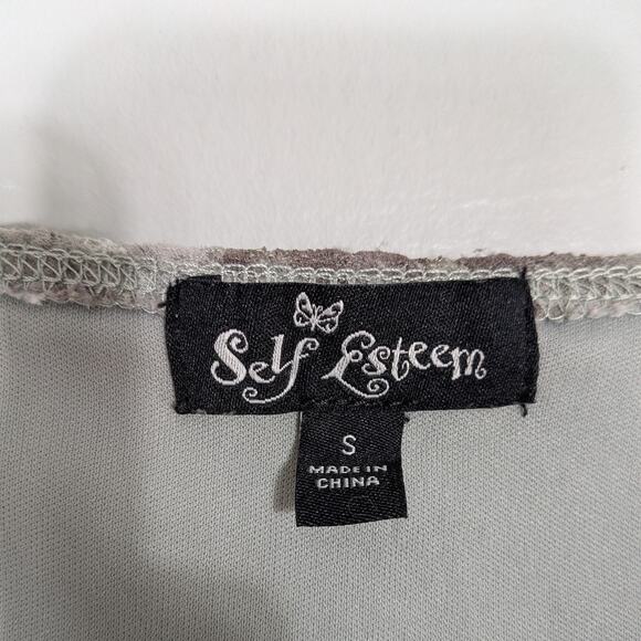 Y2K Lace Long Sleeve Top S Green Brown Fairy Grunge Stretch Dye Indie Lace Scoop - Picture 8 of 10